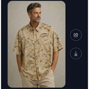 Peppermint Bay Size XXL Hawaiian Tropical Shirt Button Up Brown Pocket